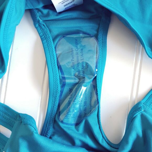 CARMEN MARC VALVO strappy side swim bikini bottom in peacock Size XS NEW - Picture 3 of 6